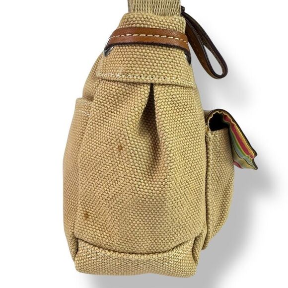 Fossil 1954 Vintage Y2K 90s Canvas Leather Crossbody Bag Front Flap Pockets - Picture 6 of 12